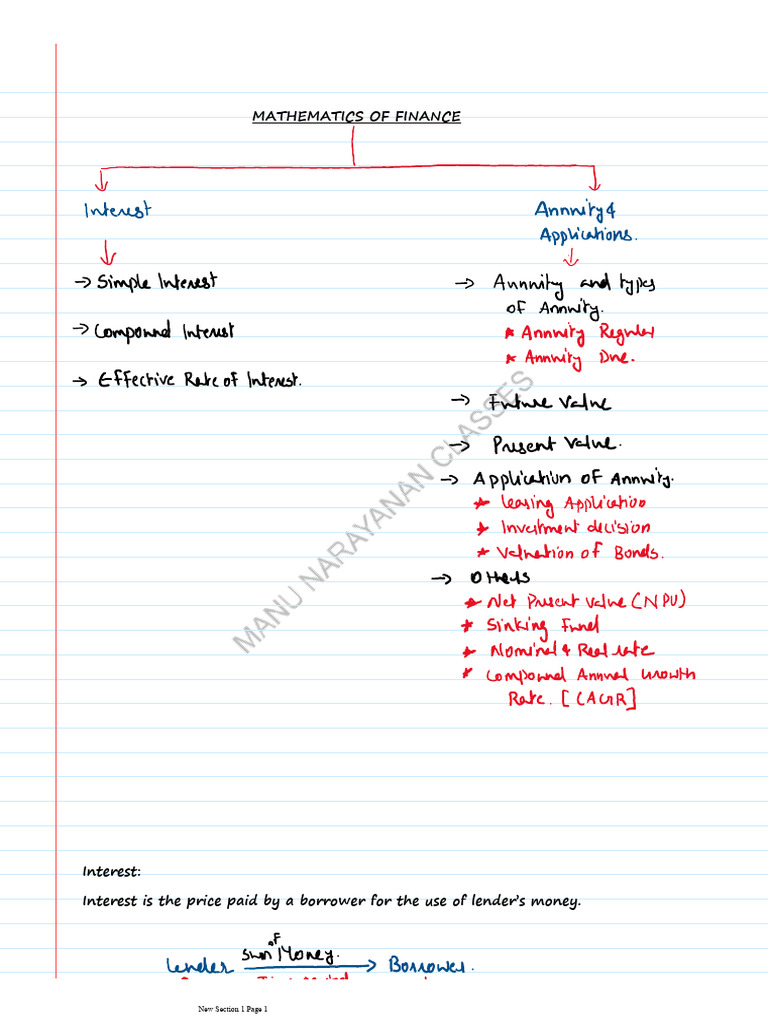 Mathematics of Finance: Interest & Formulas | PDF | Interest | Debt