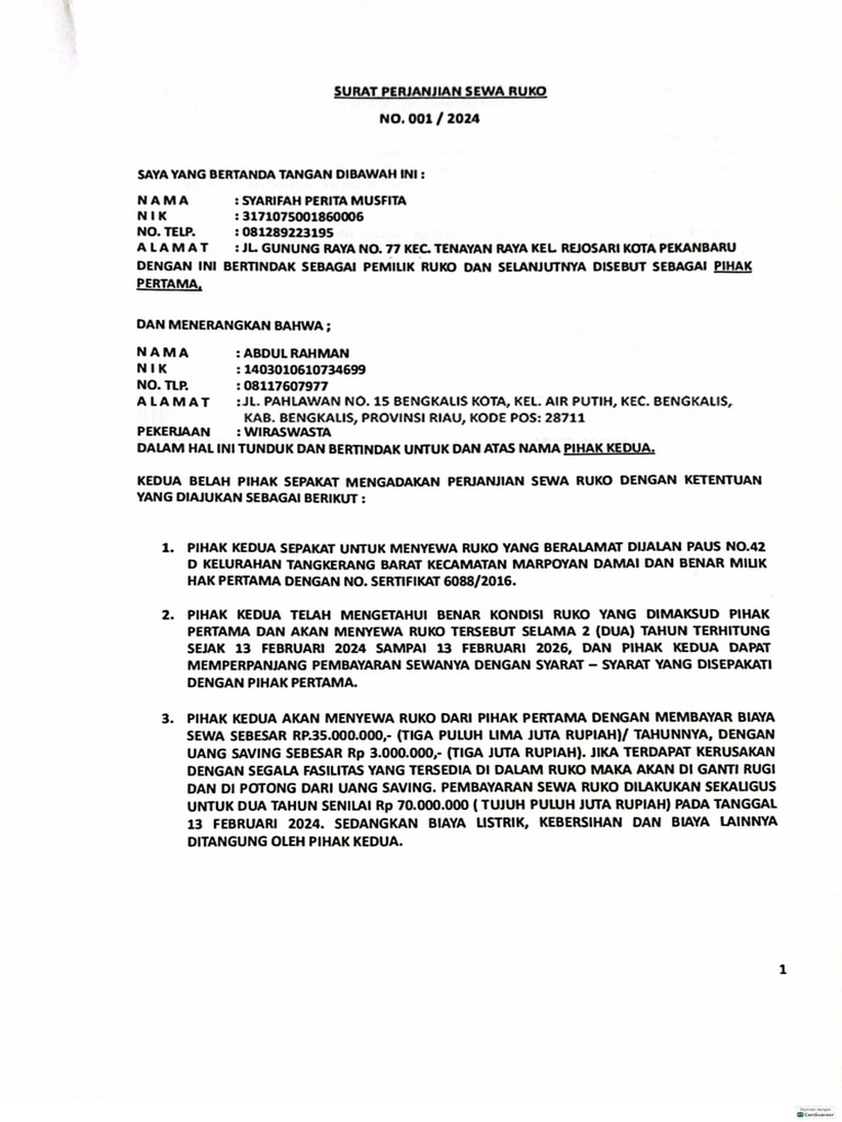 Sewa Ruko | PDF