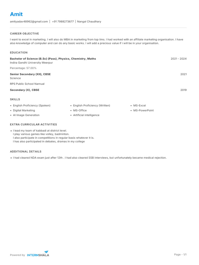 Amit InternshalaResume | PDF
