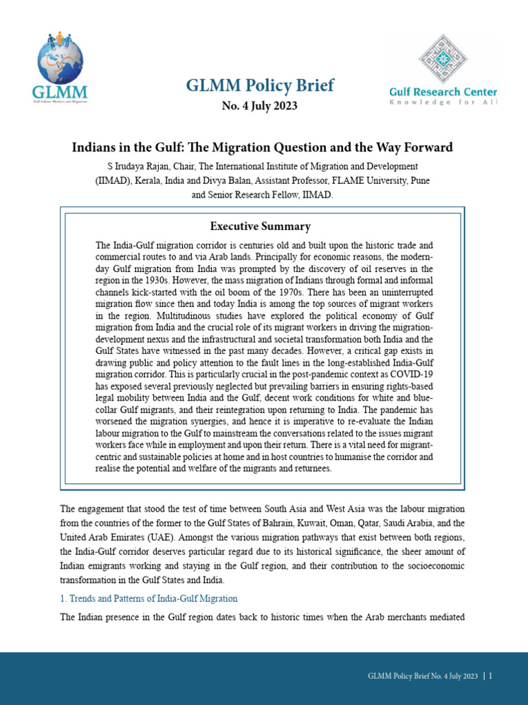 India-Gulf Migration: Trends and Challenges | PDF | Migrant Worker ...