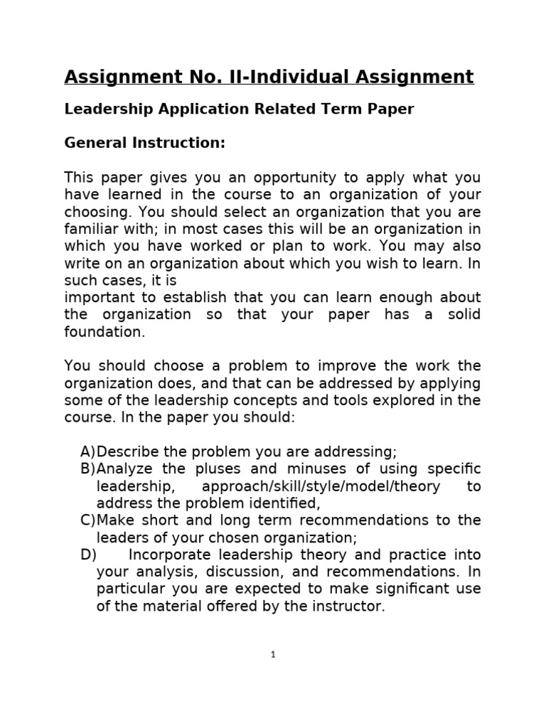 Assignment No. II-Fundamentals of Leadership | PDF