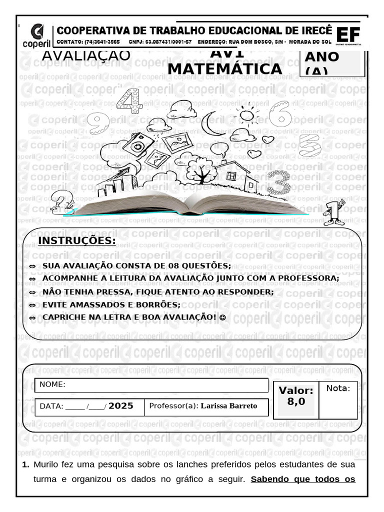 Avaliação de Matemática 3º Ano - II Trimestre | PDF | Metro