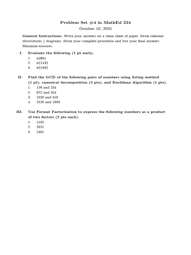 MathEd 224 Problem Set #4 Solutions | PDF