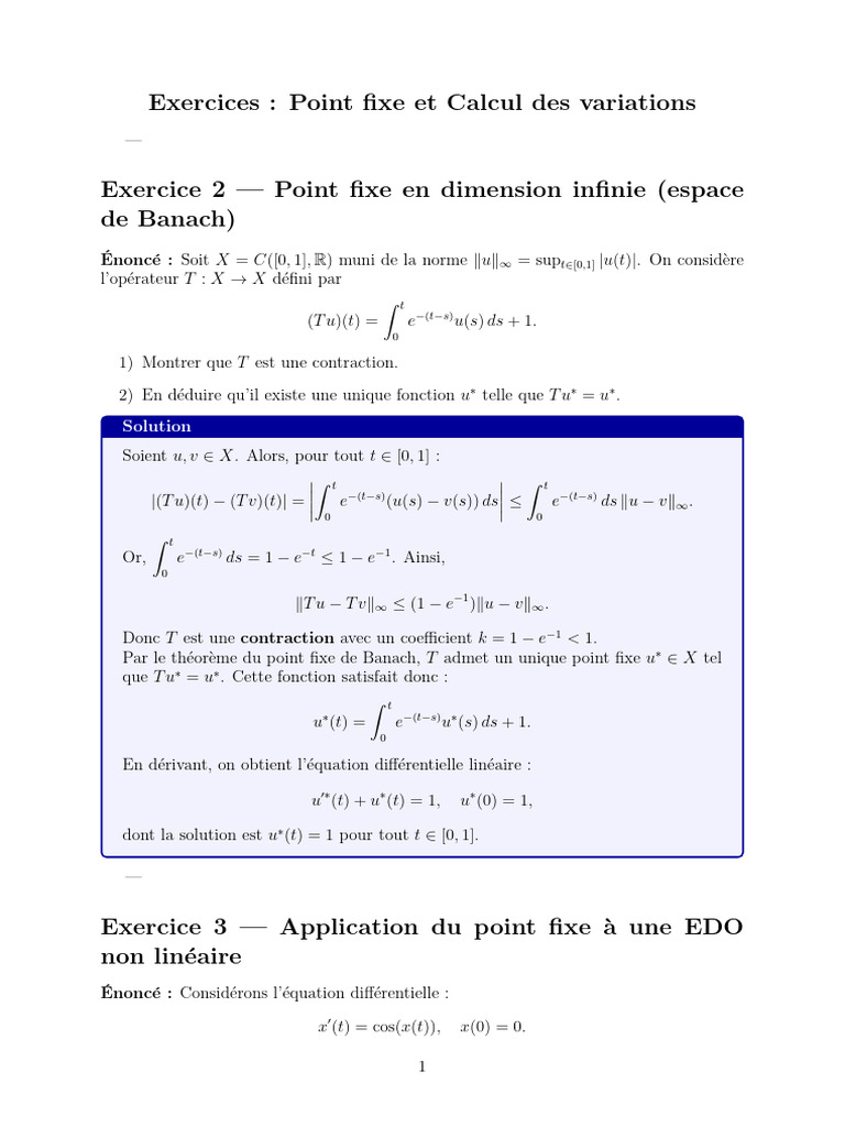 Point fixe et Calcul des variations | PDF | Mathématiques | Analyse ...