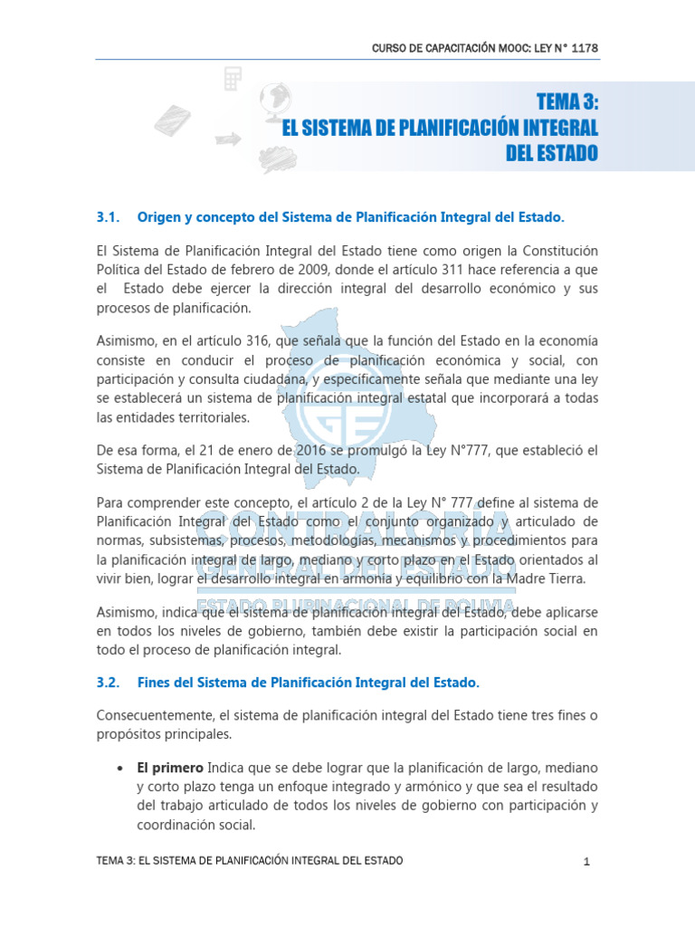 Sistema de Planificación Integral del Estado | PDF | Planificación ...