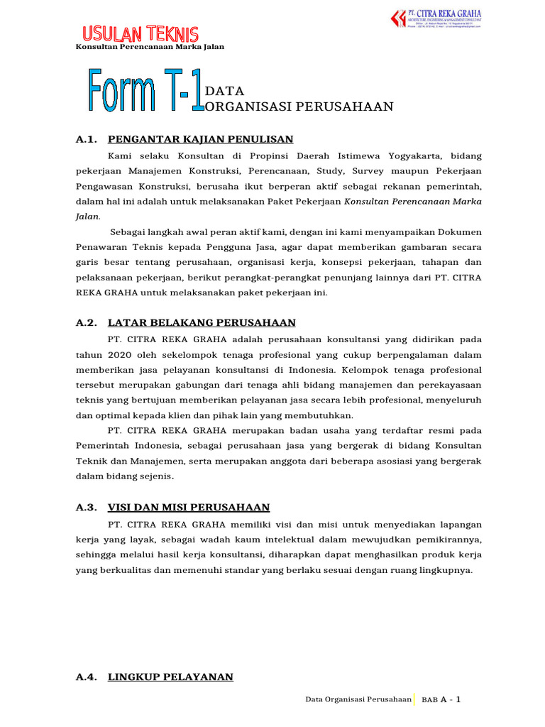 Data Organisasi PT. Citra Reka Graha | PDF