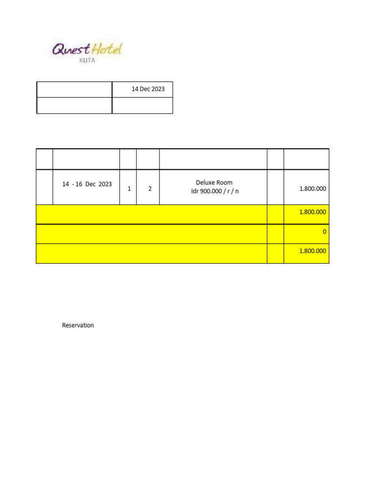 Invoice for Deluxe Room Stay | PDF