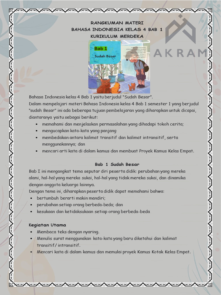 Rangkuman Materi B Indonesia Kelas 4 Smt 1 Pdf