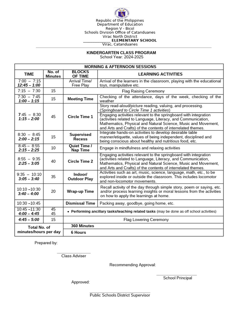 Class Program S.Y. 2024 2025 | PDF | Literacy | Learning