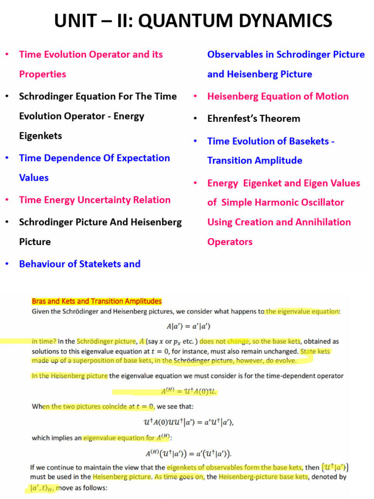 Quantum Dynamics: Time Evolution & SHO | PDF | Schrödinger Equation ...