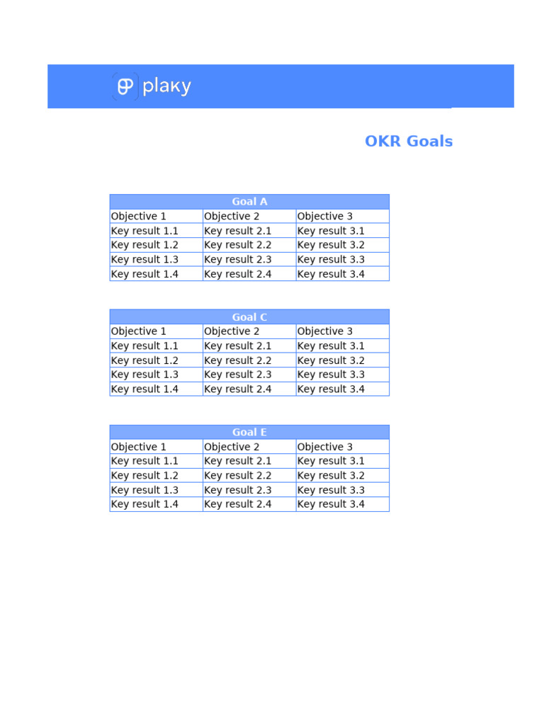 OKR Goals Template for Effective Tracking | PDF