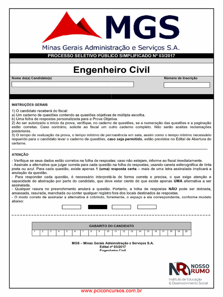 Prova Eng Civil Nosso Rumo | PDF