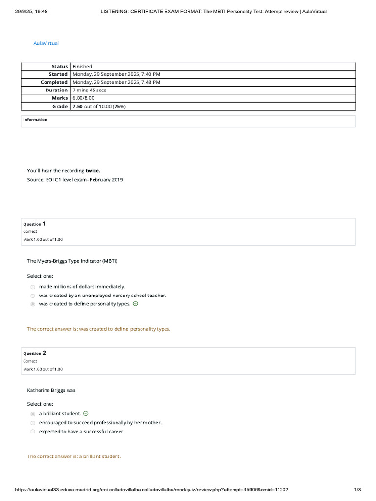 MBTI Personality Test Attempt Review | PDF | Psychology | Behavioural ...