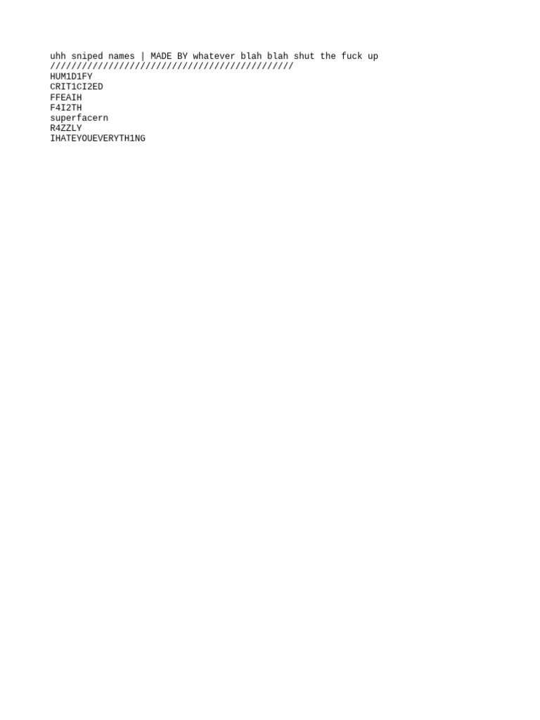 Sniped Names | PDF