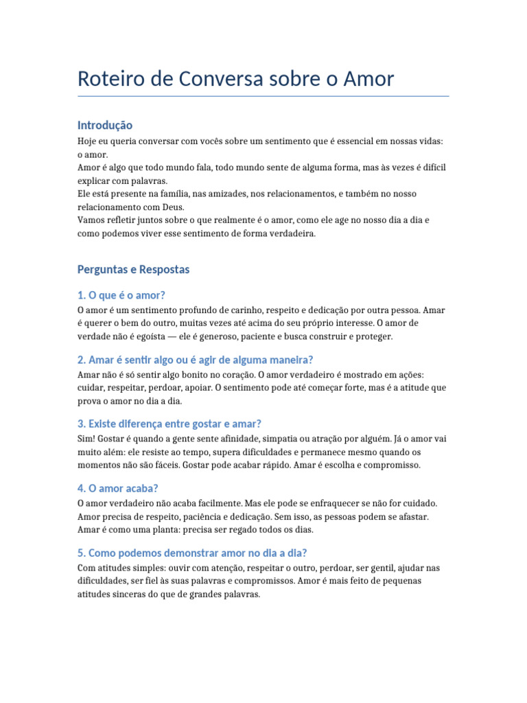 Reflexões sobre o Amor Verdadeiro | PDF | Amor | Sentimento