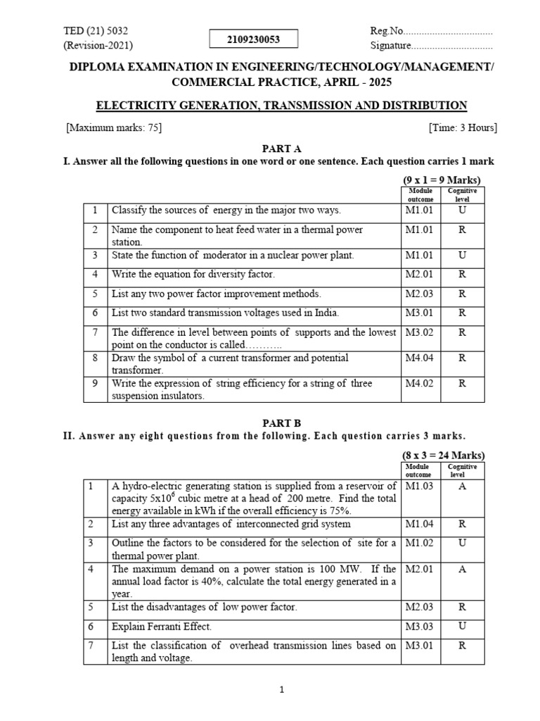 Electricity Exam Answer Key PDF | PDF | Power Station | Electric Power ...