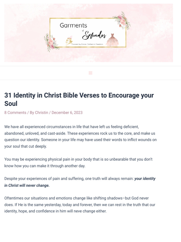 31 Scriptures Affirming Identity in Christ | PDF | Jesus | Fruit Of The ...