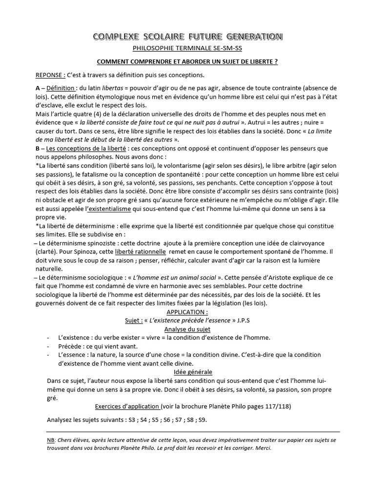 Comprendre la Liberté en Philosophie | PDF | Liberté | Déterminisme