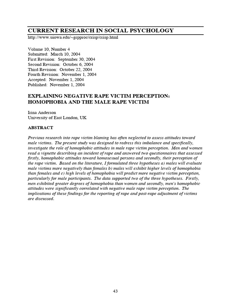 Homophobia's Impact on Male Rape Victims | PDF | Rape | Homophobia