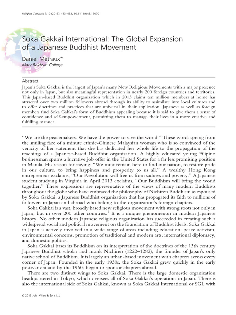 Soka Gakkai International - The Global Expansion of A Japanese Buddhist ...