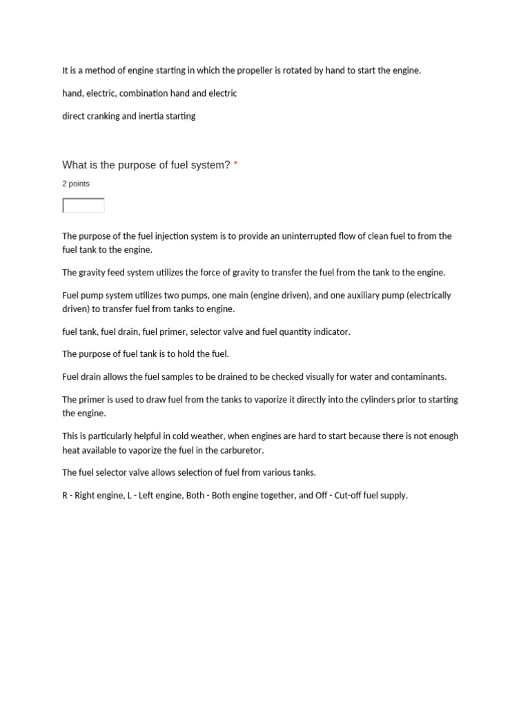 Engine Starting and Fuel System Overview | PDF