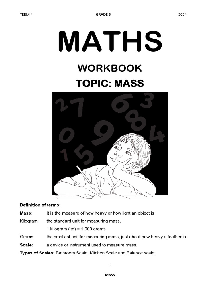Grade 6 Mass Measurement Workbook | PDF | Weighing Scale | Mass