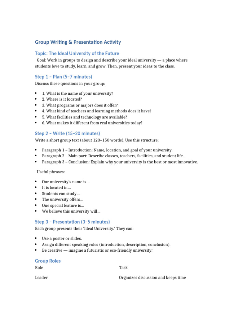 Group Writing Ideal University | PDF