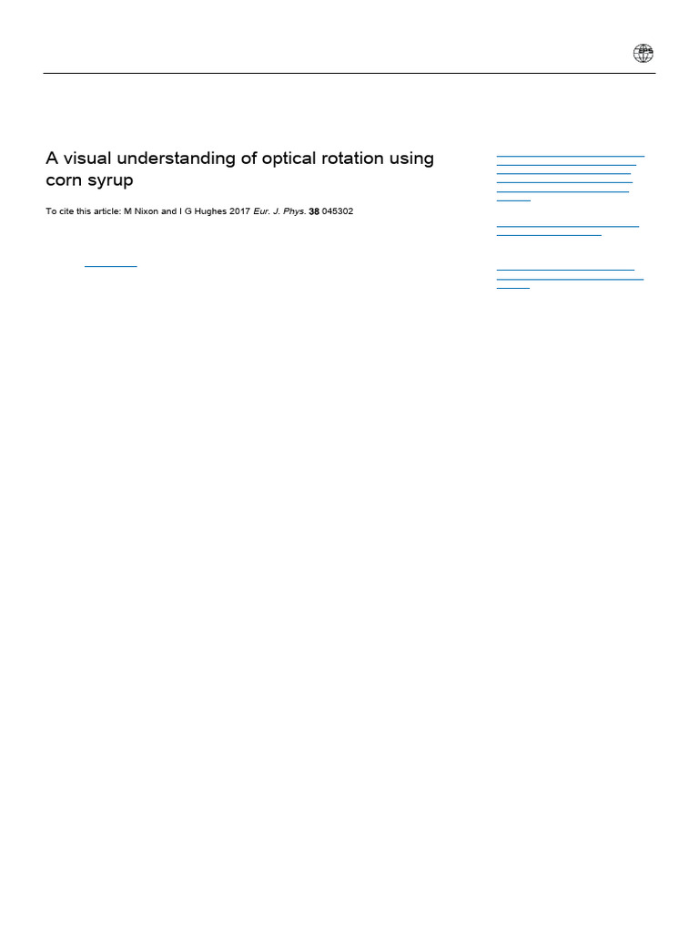 Visualizing Optical Rotation with Corn Syrup | PDF | Optics ...
