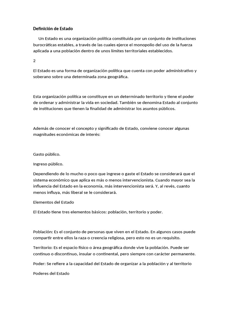 Definición y Elementos del Estado | PDF | Estado (política) | Ejecutivo ...