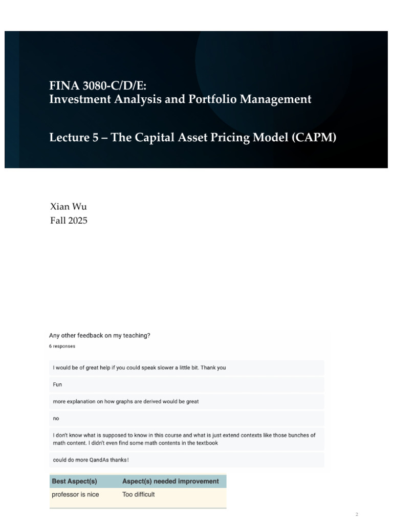 CAPM and Portfolio Management Insights | PDF | Capital Asset Pricing ...