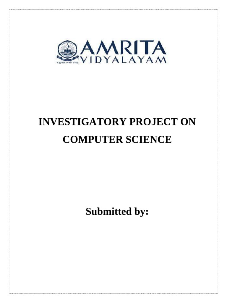 Computer Science Investigatory Project | PDF
