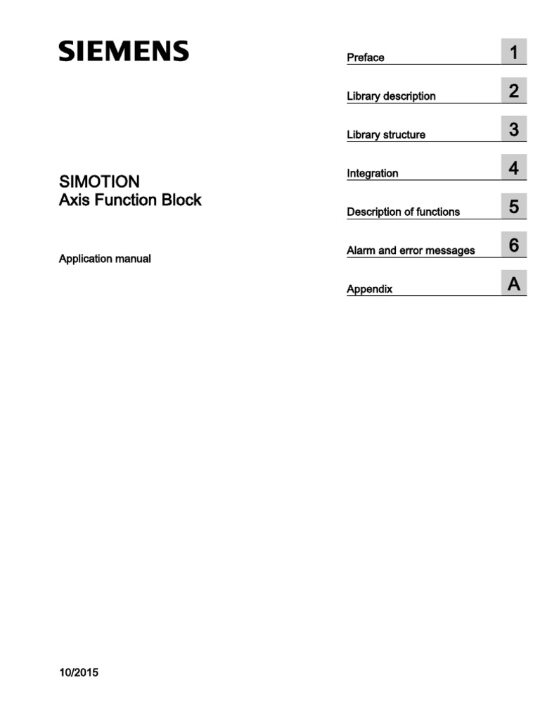 SIMOTION Axis Function Block Manual | PDF | Safety | Cartesian ...