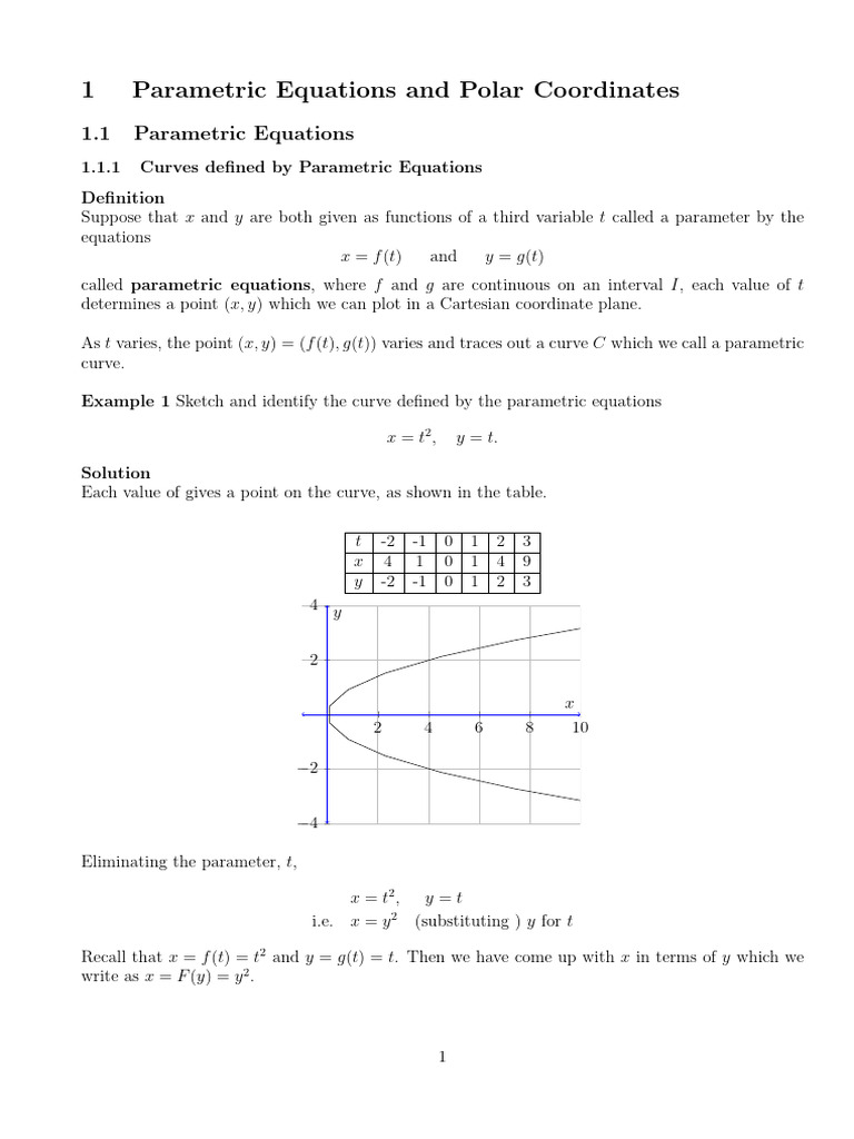 Parametric Equations & Polar Coordinates | PDF | Coordinate System ...