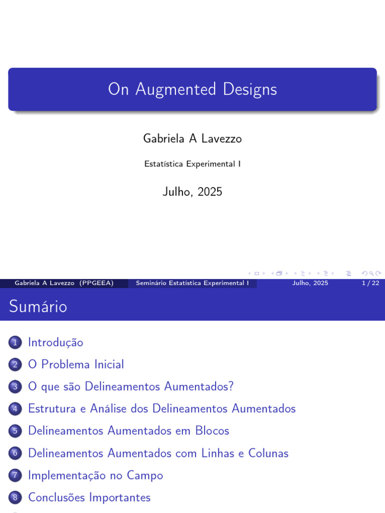 Seminário Artigo On Augmented Designs | PDF | Estatísticas | Desvio padrão