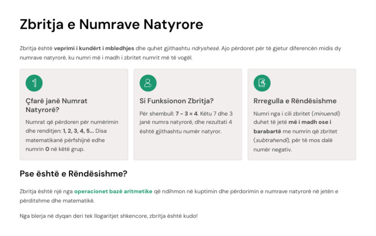 Zbritja e Numrave Natyrore | PDF