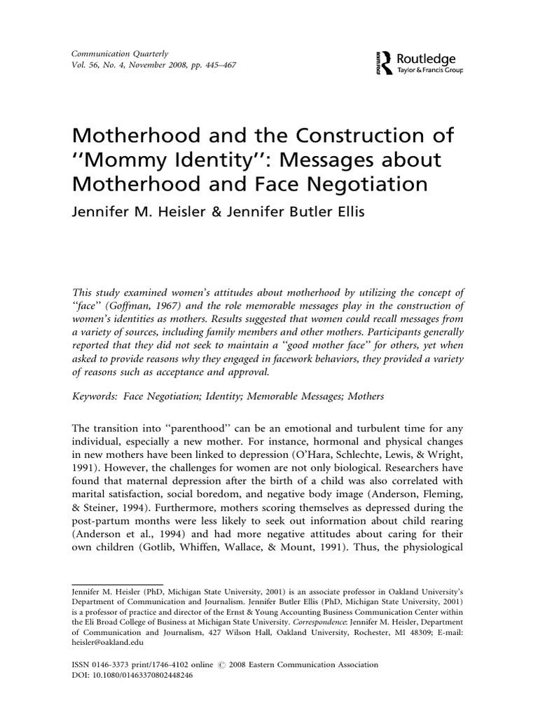Constructing Mommy Identity Through Messages | PDF | Mother | Identity ...
