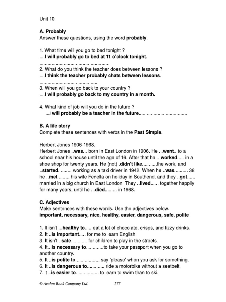 Alv B Unit 10 Answer Key | PDF