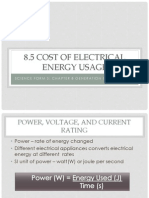 8.5 Cost of Electrical Energy Usage