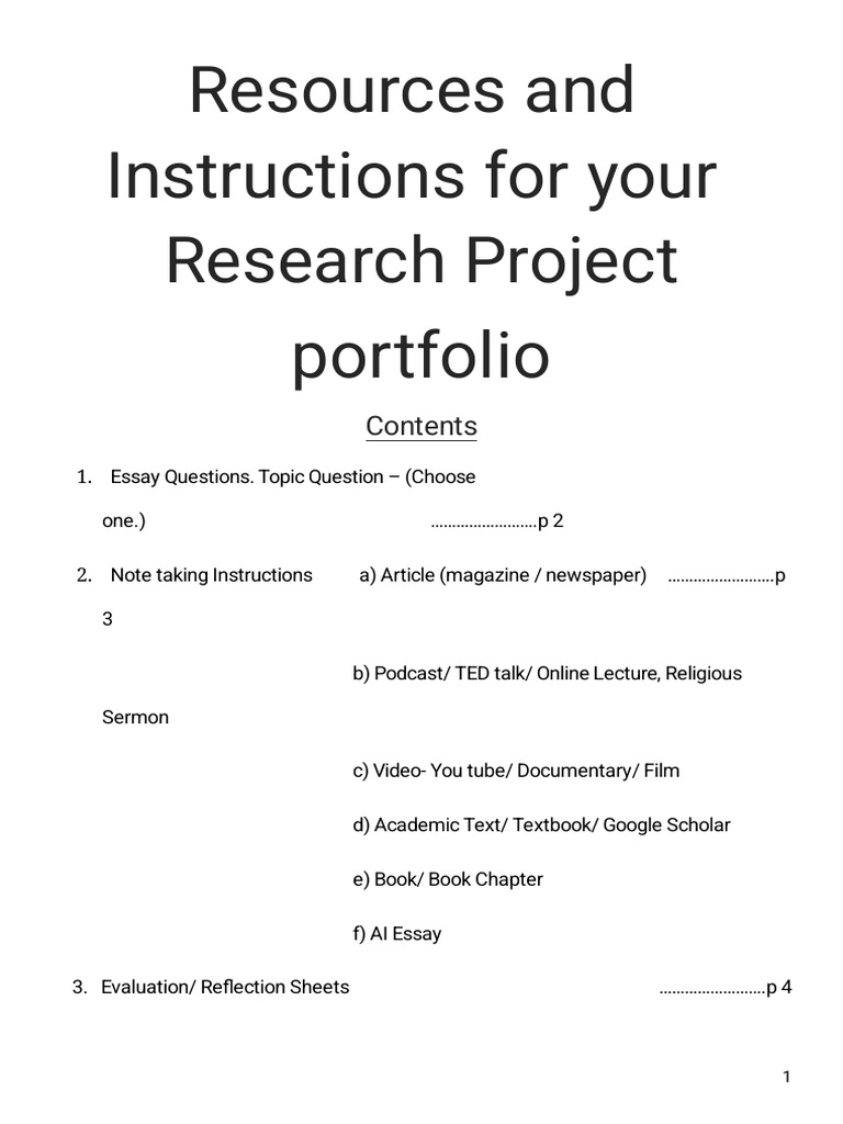 Research Project Resources Guide | PDF | Essays | Information