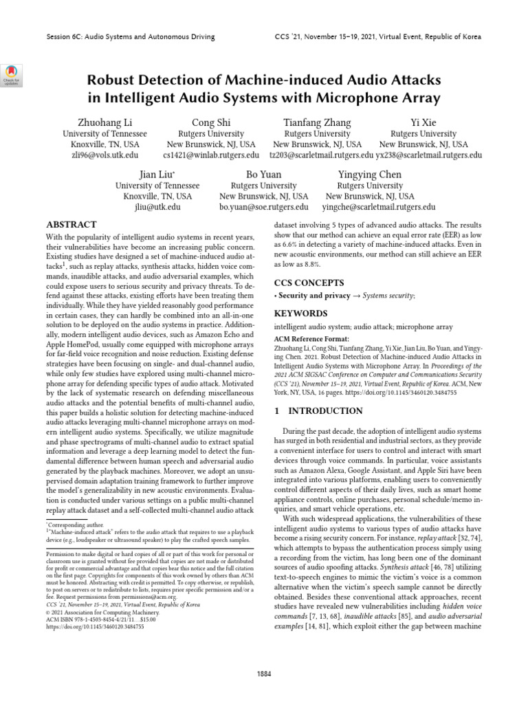 Robust Detection of Machine-Induced Audio Attacks in Intelligent Audio ...