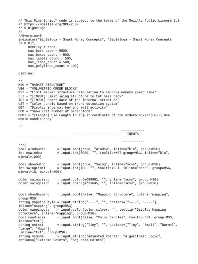 BigBeluga Smart Money Concepts Script | PDF