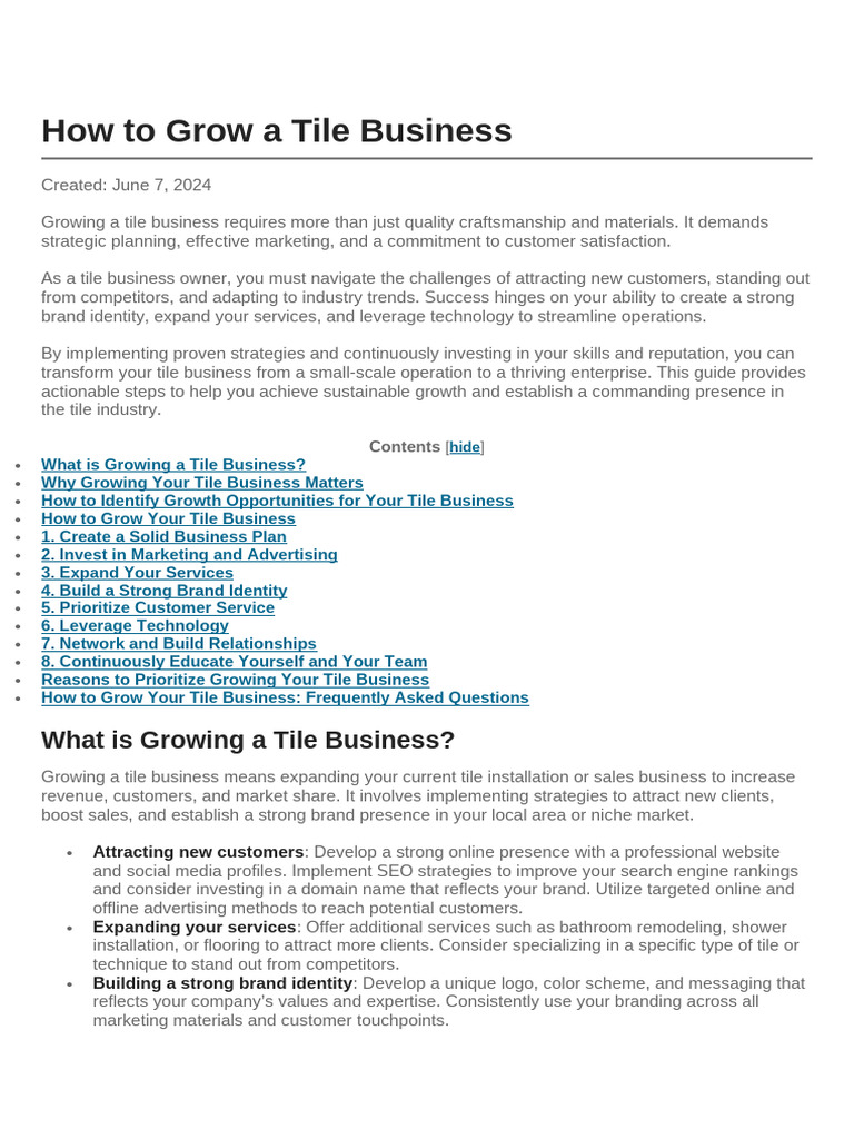 Strategies to Grow Your Tile Business | PDF | Brand | Customer ...