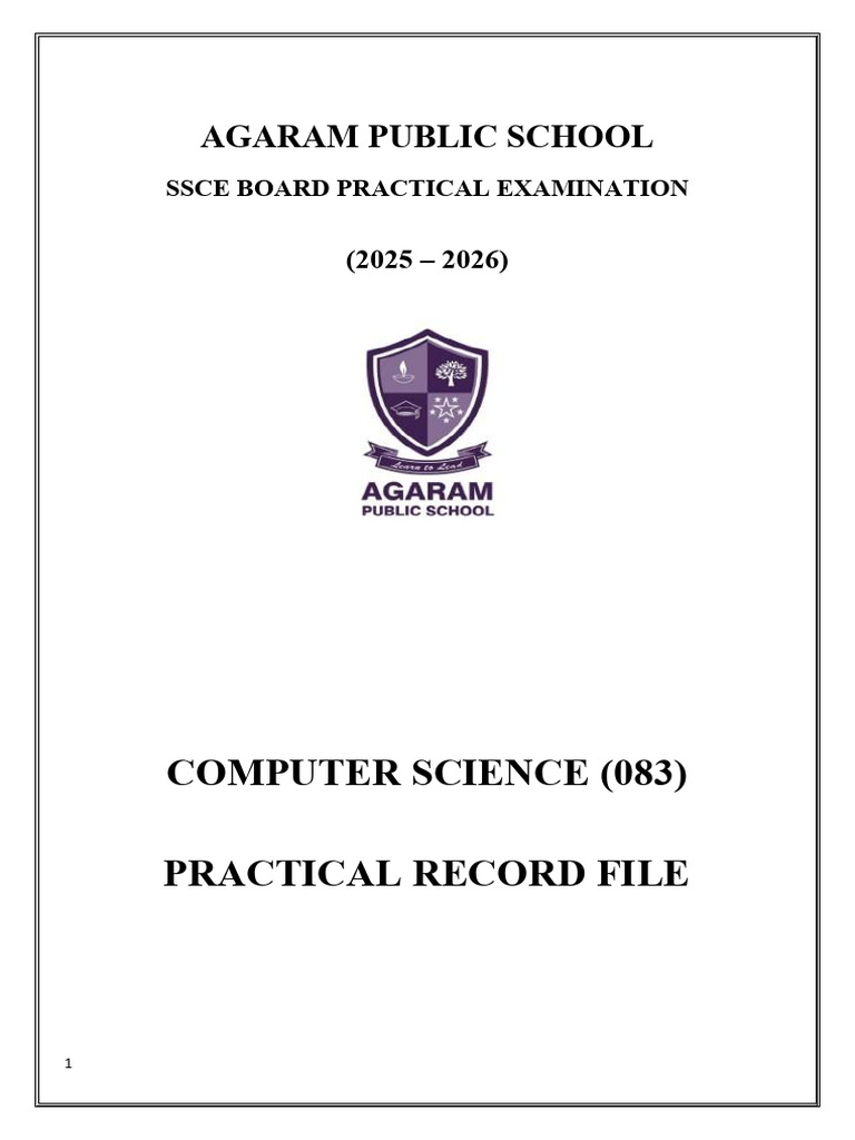 Computer Science Practical Record 2026 | PDF | Databases | String ...