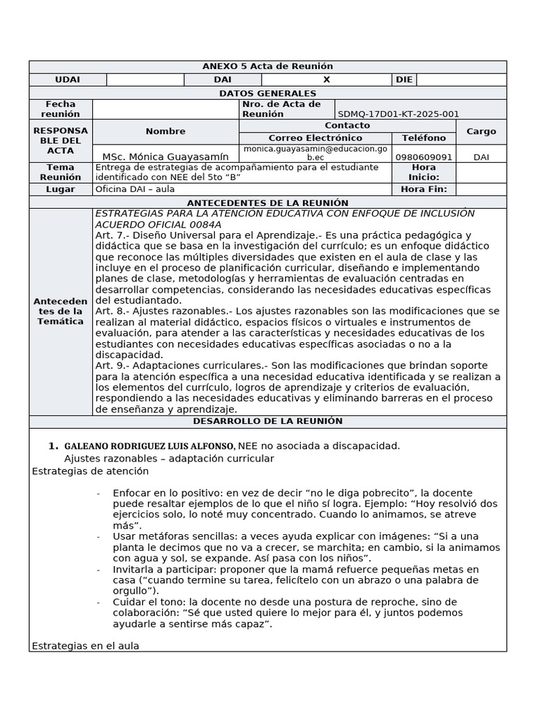 Estrategias Inclusivas para Estudiantes NEE | PDF | Plan de estudios ...