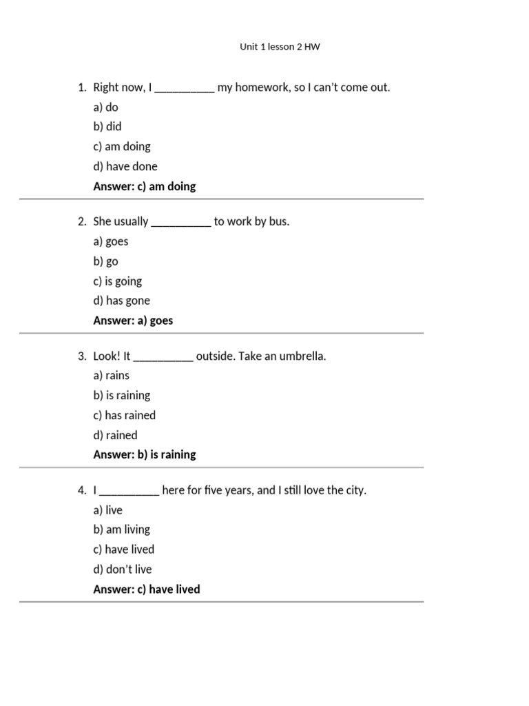 English Grammar Homework Answers | PDF