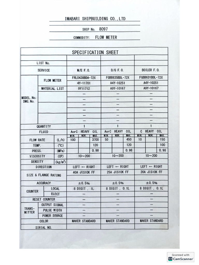 Flow Meter Specification Sheet | PDF | Flow Measurement | Continuum ...