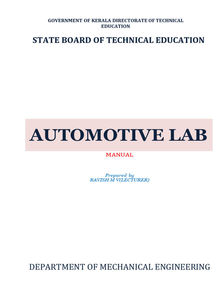 Automotive Lab Safety and Procedures Guide | PDF | Personal Protective ...