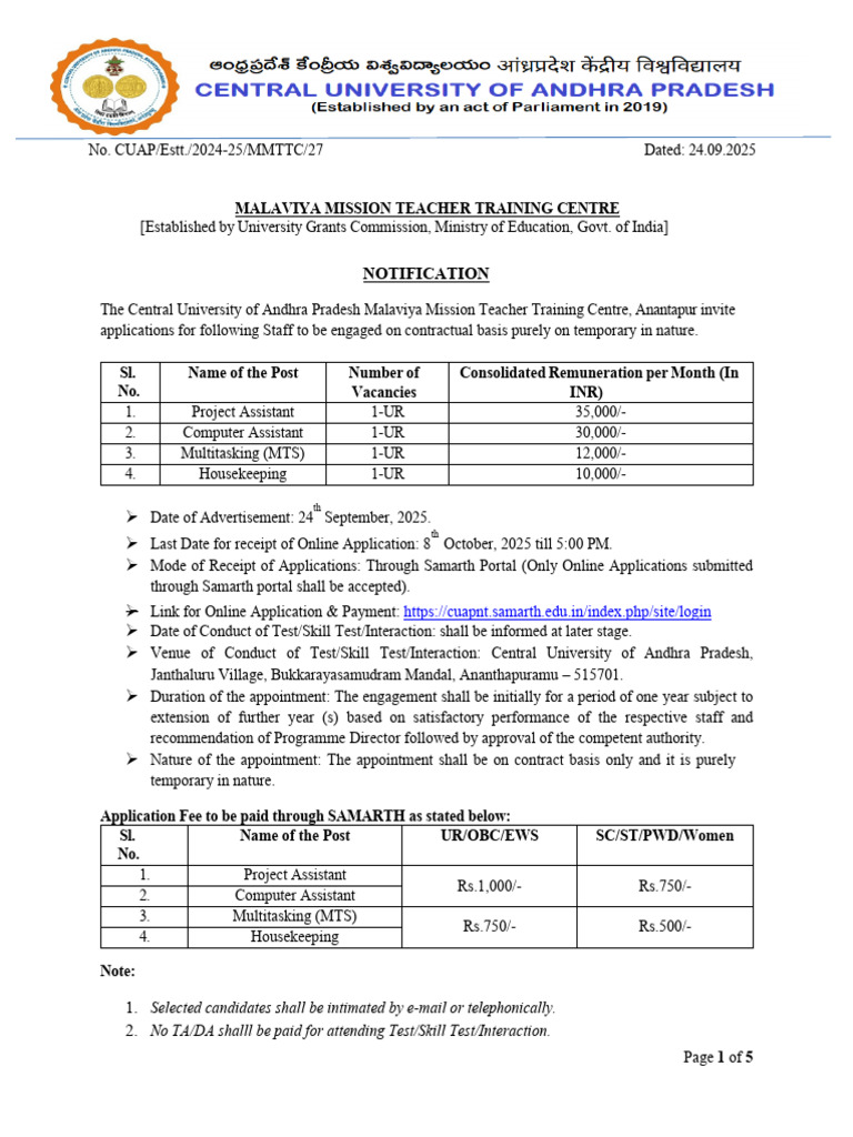 Final MMTTP Recruitment Advertisement 2025 | PDF