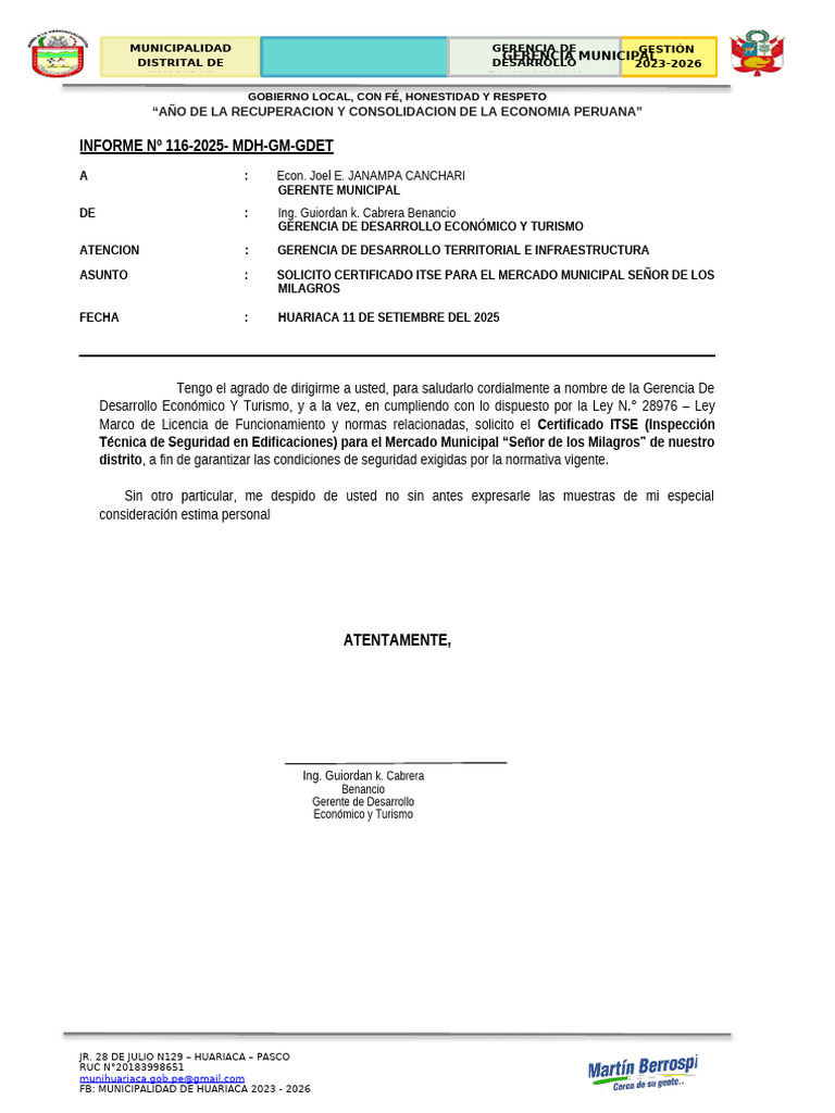 Informe #116-2025 Informe Sobre El Mercado | PDF