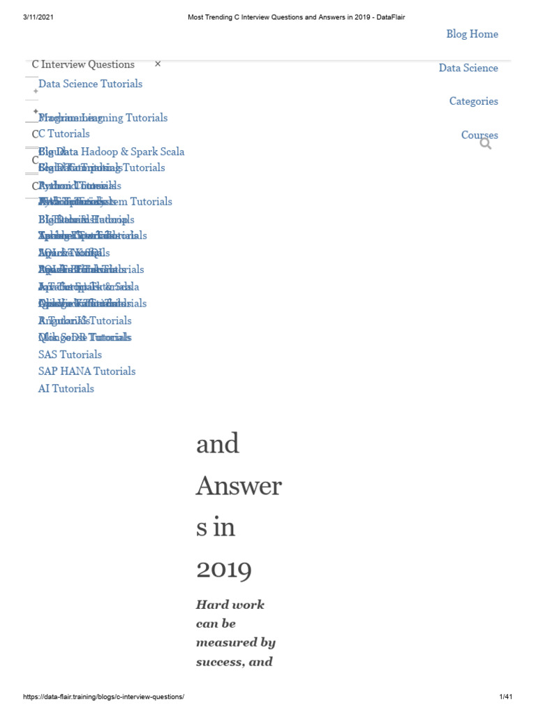 Top C Interview Questions 2019 | PDF | Data Type | Pointer (Computer ...